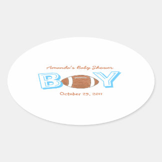 Ovalada Pegatina de baby shower con tema de fútbol - bebé 