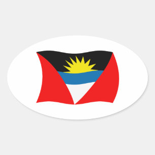 Ovalada Pegatina de Bandera de Antigua y Barbuda