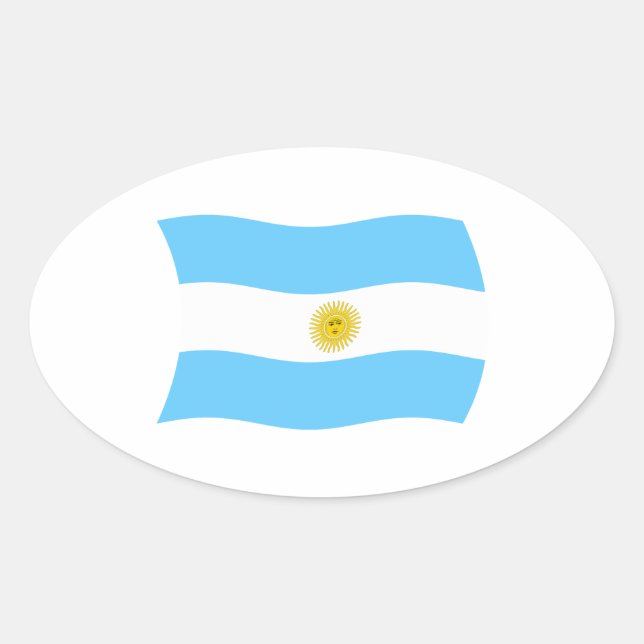 Ovalada Pegatina de Bandera de Argentina (Anverso)
