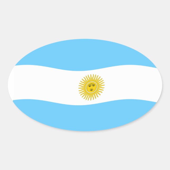 Ovalada Pegatina de Bandera de Argentina (Anverso)