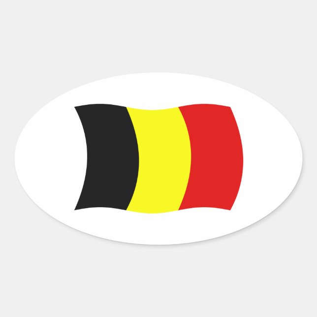 Ovalada Pegatina de bandera de Bélgica (Anverso)