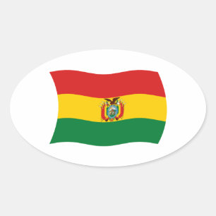Ovalada Pegatina de Bandera de Bolivia