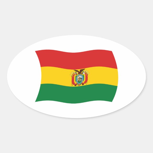 Ovalada Pegatina de Bandera de Bolivia (Anverso)