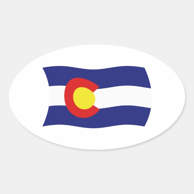 Ovalada Pegatina de Bandera de Colorado (Anverso)