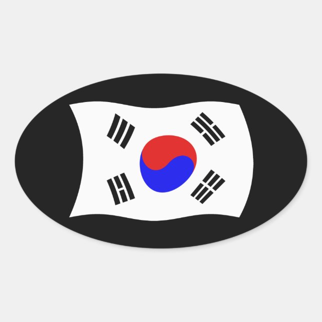 Ovalada Pegatina de bandera de Corea del Sur (Anverso)