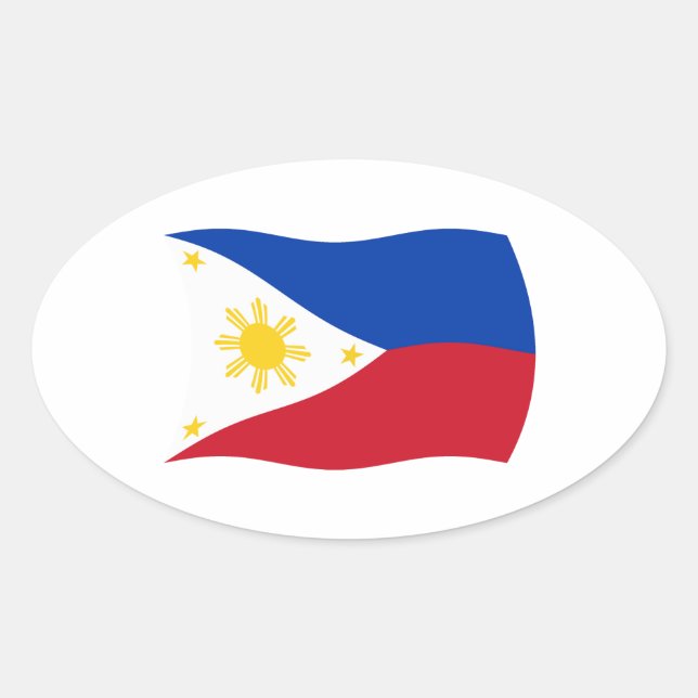 Ovalada Pegatina de bandera de Filipinas (Anverso)