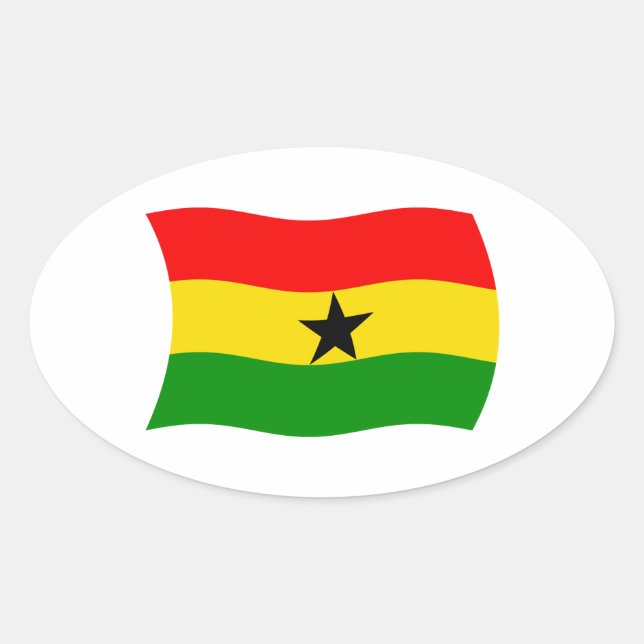 Ovalada Pegatina de Bandera de Ghana (Anverso)