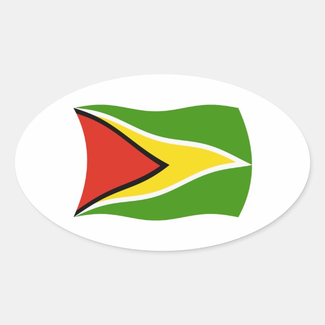 Ovalada Pegatina de bandera de Guyana (Anverso)