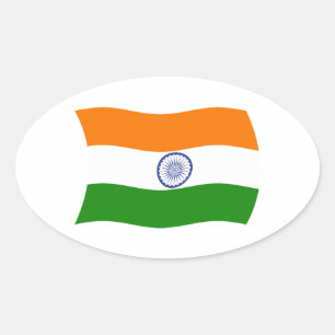 Ovalada Pegatina de bandera de la India