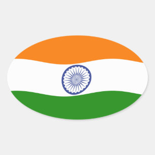 Ovalada Pegatina de bandera de la India
