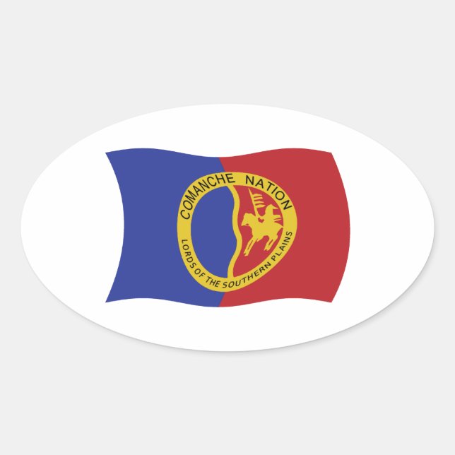 Ovalada Pegatina de bandera de la nación comanche (Anverso)