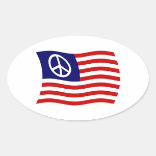 Ovalada Pegatina de bandera de la señal de paz de EE. UU.
