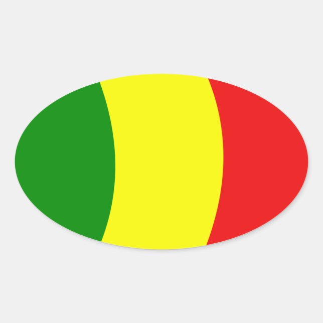 Ovalada Pegatina de bandera de Mali (Anverso)