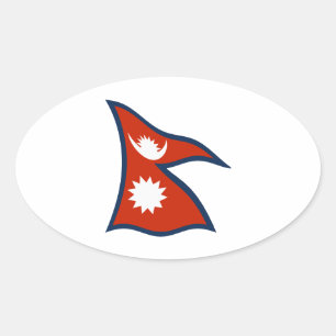 Ovalada Pegatina de bandera de Nepal