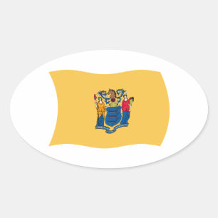 Ovalada Pegatina de Bandera de Nueva Jersey