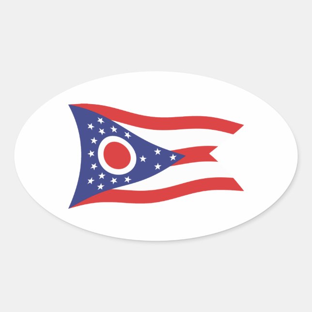 Ovalada Pegatina de bandera de Ohio (Anverso)