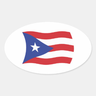 Ovalada Pegatina de bandera de Puerto Rico