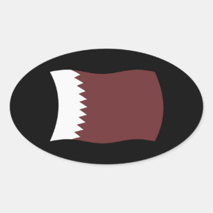 Ovalada Pegatina de bandera de Qatar