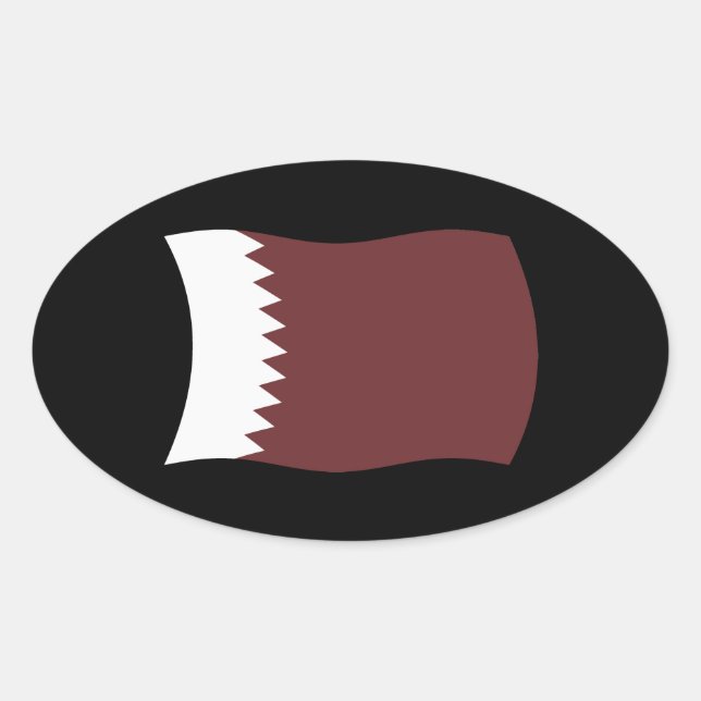 Ovalada Pegatina de bandera de Qatar (Anverso)