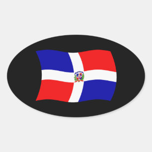 Ovalada Pegatina de Bandera de República Dominicana