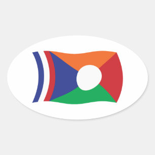 Ovalada Pegatina de bandera de Reunión