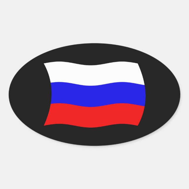 Ovalada Pegatina de bandera de Rusia (Anverso)