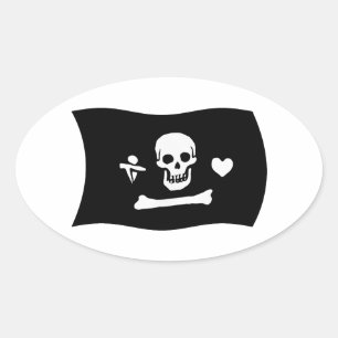 Ovalada Pegatina de bandera de Stede Bonnet
