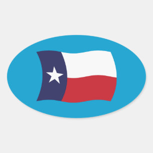 Ovalada Pegatina de Bandera de Texas