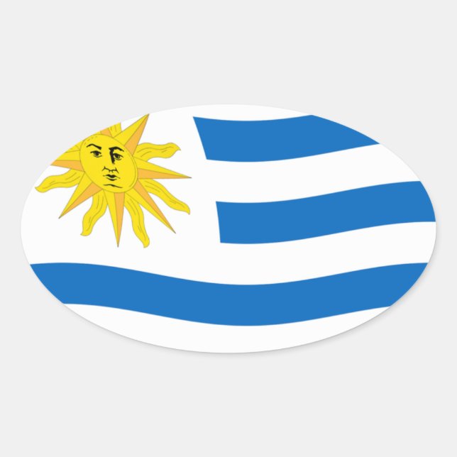 Ovalada Pegatina de Bandera de Uruguay (Anverso)