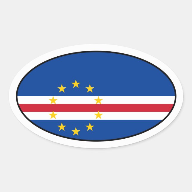 Ovalada Pegatina de bandera oval de Cabo Verde (Anverso)
