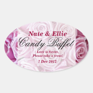 Ovalada PEGATINA de Buffet de PInk Rose Candy