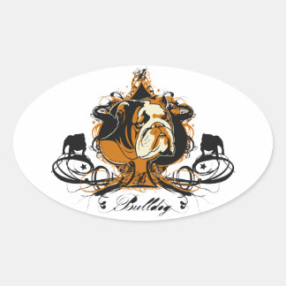 Ovalada Pegatina de Bulldog inglés urbanístico floreciente
