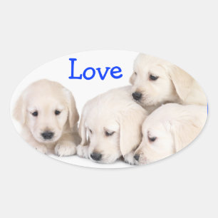 Ovalada Pegatina de cachorros de Labrador Retriever de amo