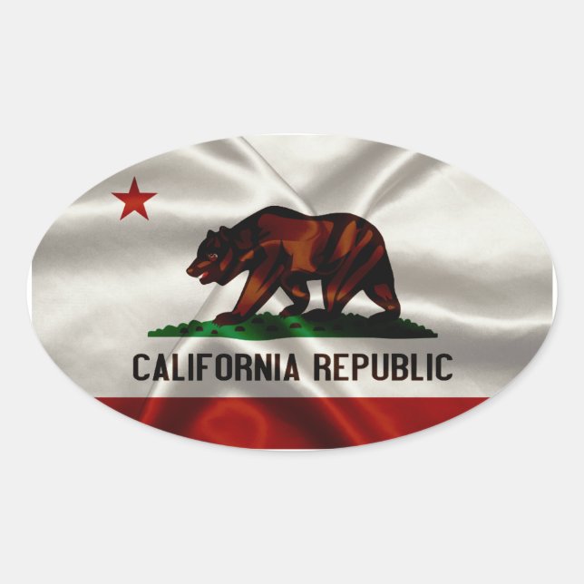 Ovalada Pegatina de California (Anverso)
