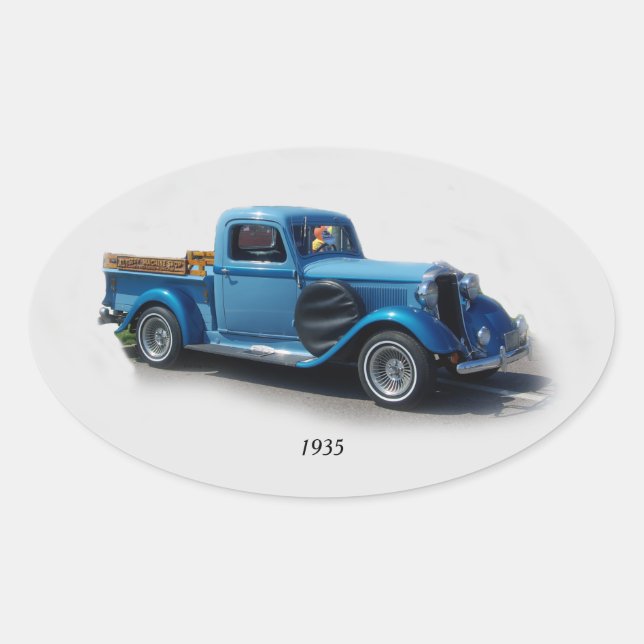 Ovalada pegatina de Camión de Recogida Azul 1935 (Anverso)