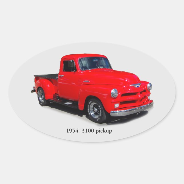 Ovalada pegatina de camioneta roja 1954 3100 (Anverso)