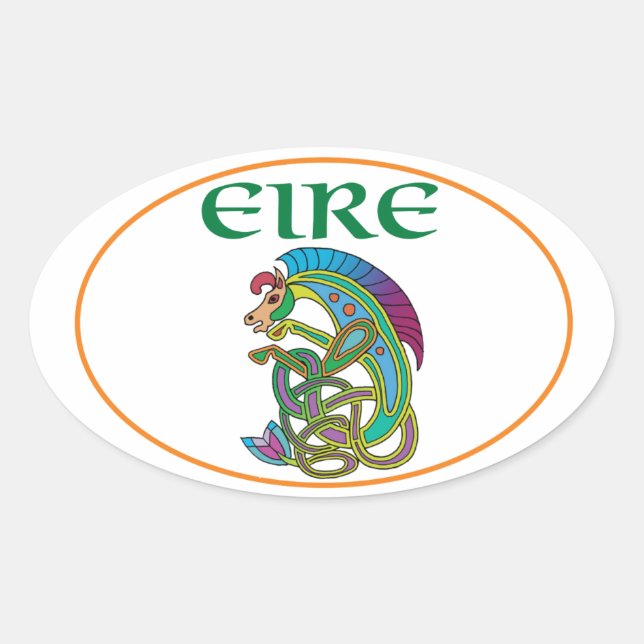 Ovalada Pegatina de coches de Euro Oval Ireland (Anverso)