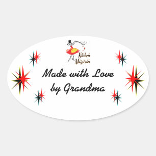 Ovalada Pegatina de cocina retro de Personalizado mago de 