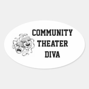 Ovalada Pegatina de Community Theater Diva