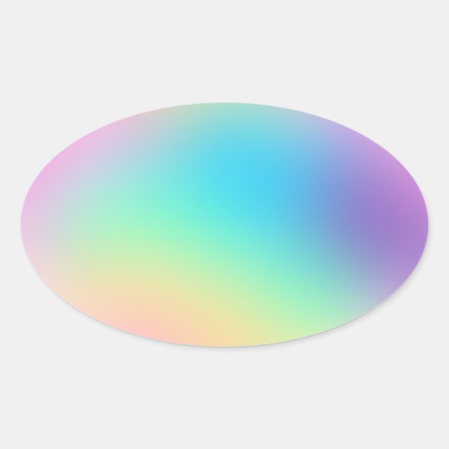 Ovalada Pegatina de degradado de gradiente de arcoiris de  (Anverso)