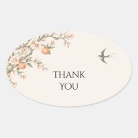 Pegatina de flor de cítrico Chinoiserie Pájaro