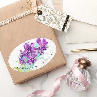 Ovalada Pegatina de flores de Kwaj