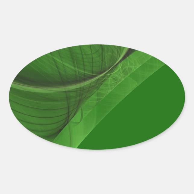 Ovalada Pegatina de fondo fractal verde oval (Anverso)