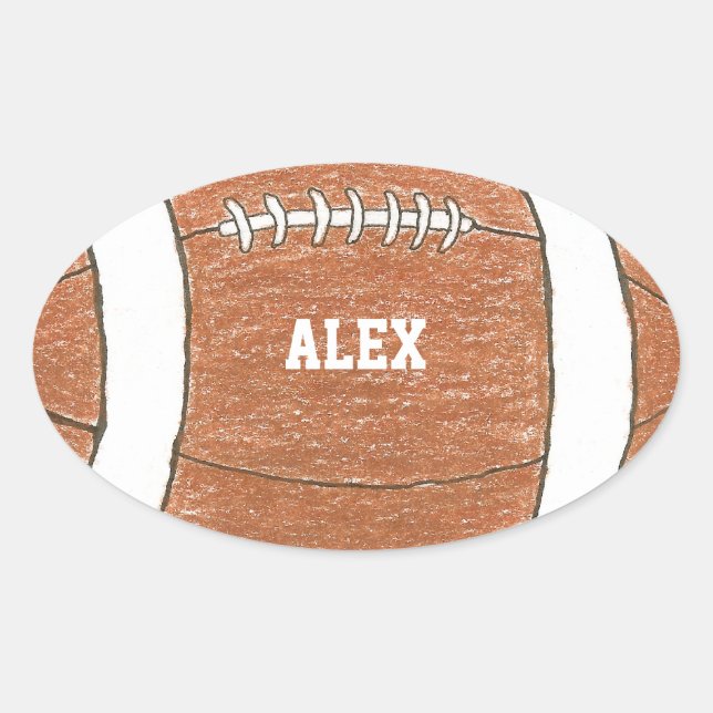 Ovalada Pegatina de fútbol con nombre (Anverso)