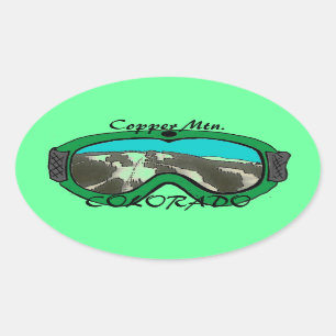 Ovalada Pegatina de gafas de nieve verde de cobre Mtn Colo