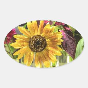 Ovalada Pegatina de girasol