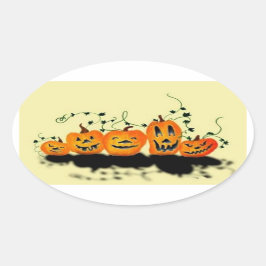 Ovalada Pegatina de Halloween de Silly Pumpkins