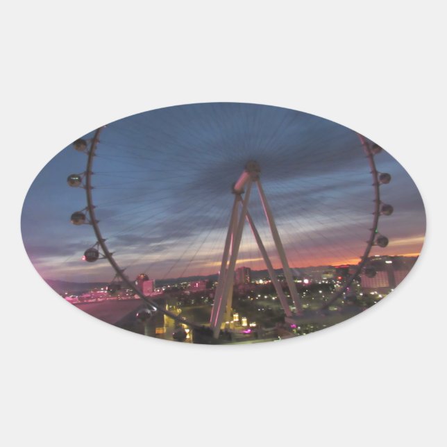 Ovalada Pegatina de High Roller Las Vegas (Anverso)