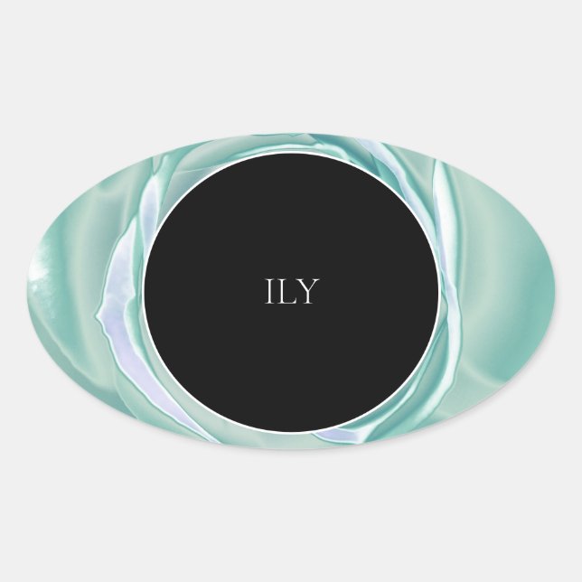 Ovalada Pegatina de impresión de rosa metálica (Anverso)