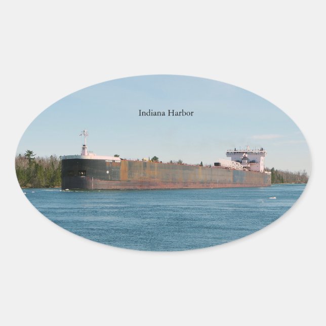 Ovalada Pegatina de Indiana Harbor (Anverso)